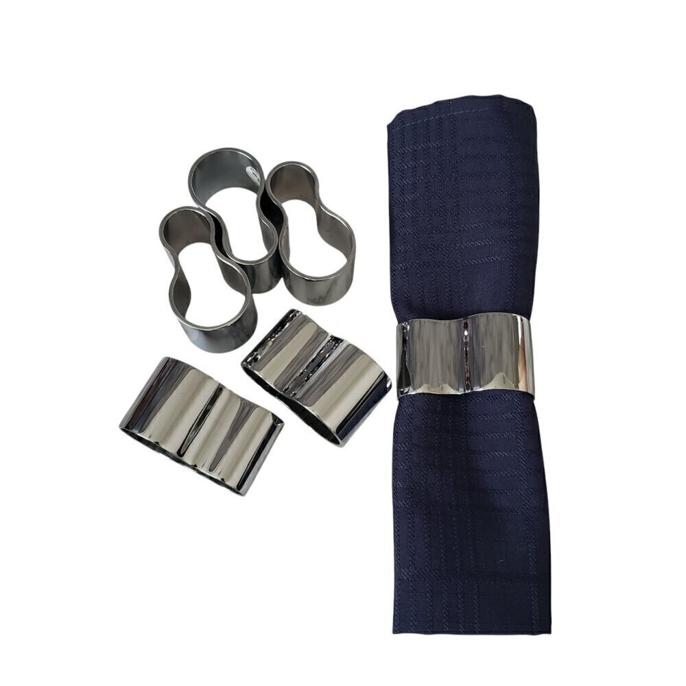 Chrome napkin rings set of 6 curved shape modern minimalist contemporary